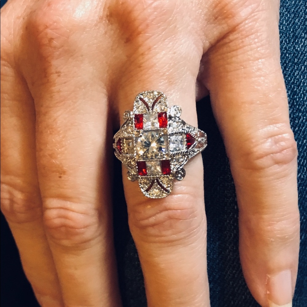 White gold filled Art Deco ring